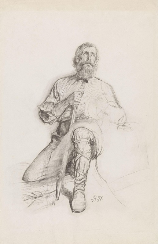 Knelende mann med sabel by Adolph Tidemand, 1871 — digital art print download