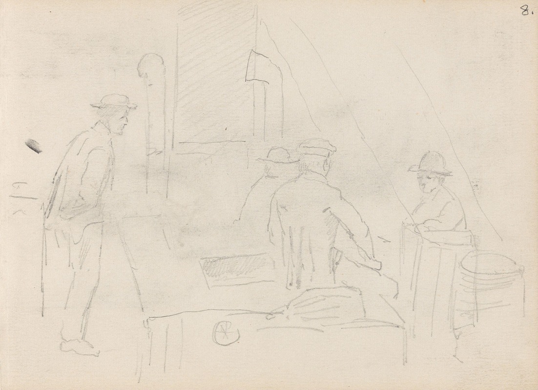 Male figures in workshop interior by Адольф Тидеманд — digital art print download