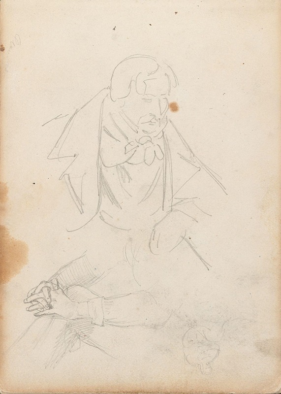 Mannsfigur; foldede hender på et kne — Adolph Tidemand