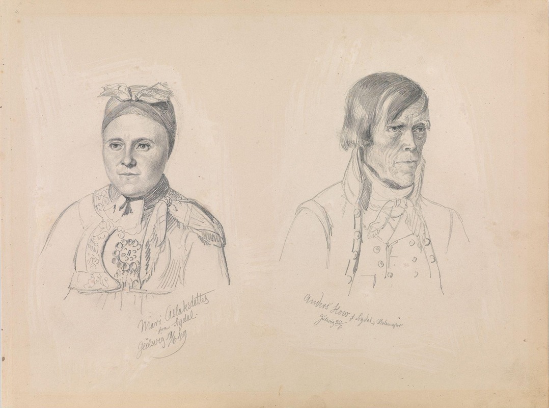 Mari Aslaksdatter and Anders How from Sigdal by Адольф Тидеманд, 1849 — digital art print download