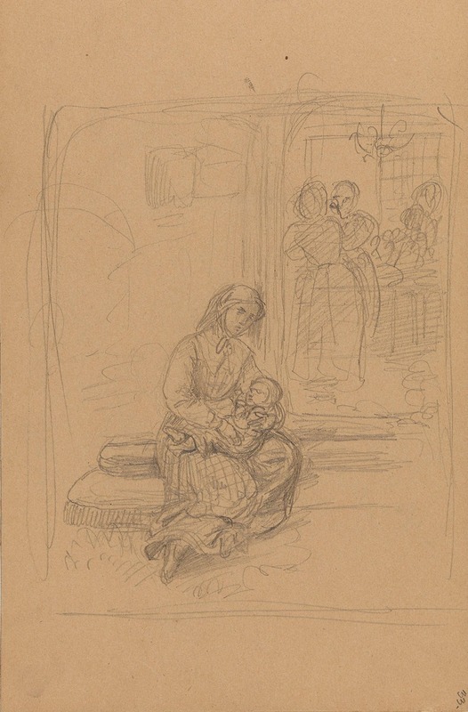 Mor med barn på fanget — Adolph Tidemand