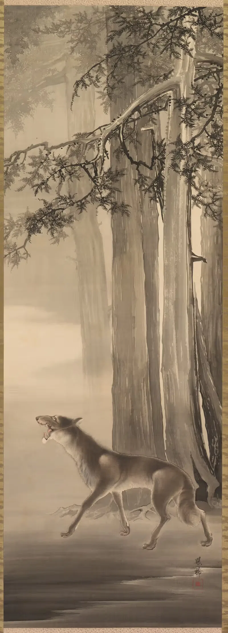 Howling Wolf in a Deep Mountain Valley by Yoshimura Hōryū, 1912 — digital art print download