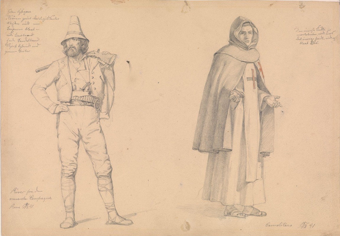 Røver og karmelittermunk by Adolph Tidemand, 1841 — digital art print download