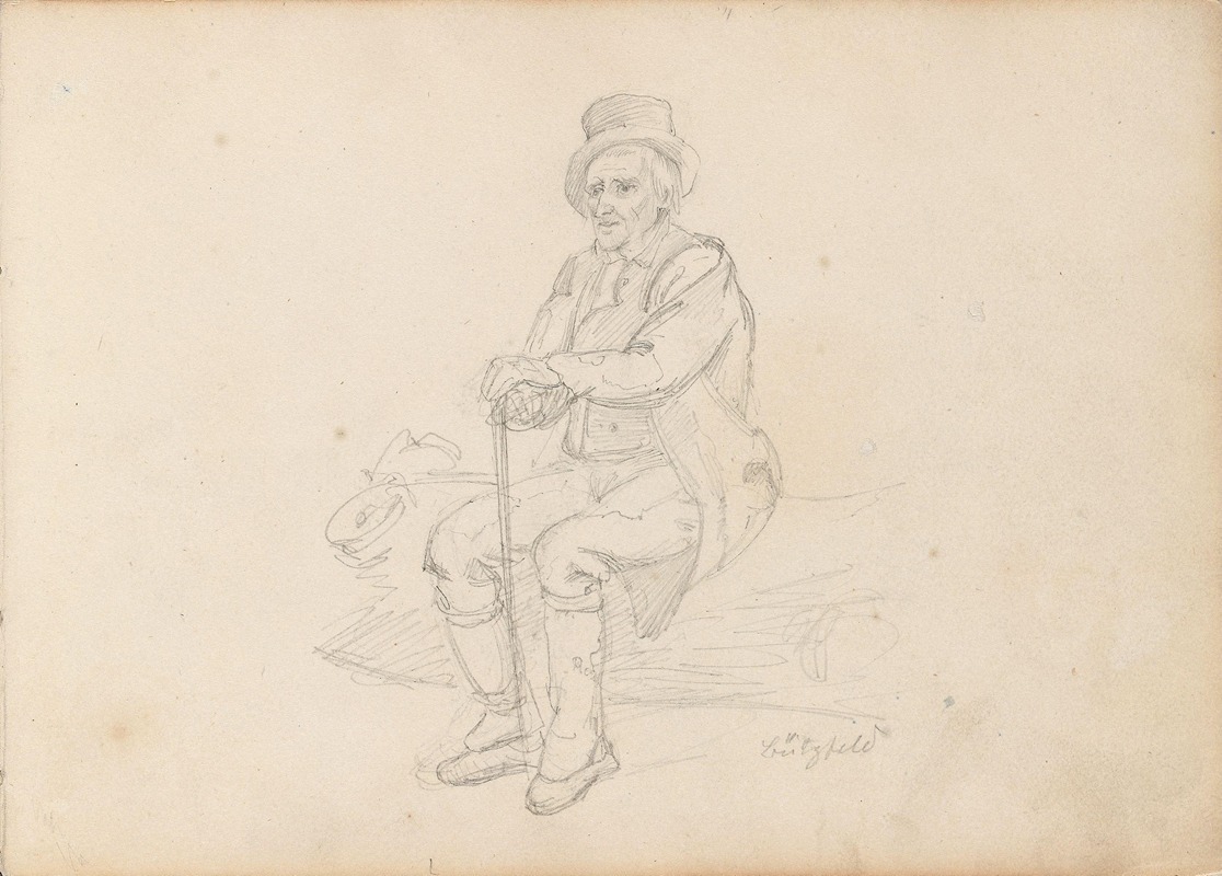 Sittende gammel mann, Pützfeld by Адольф Тидеманд, 1839 — digital art print download
