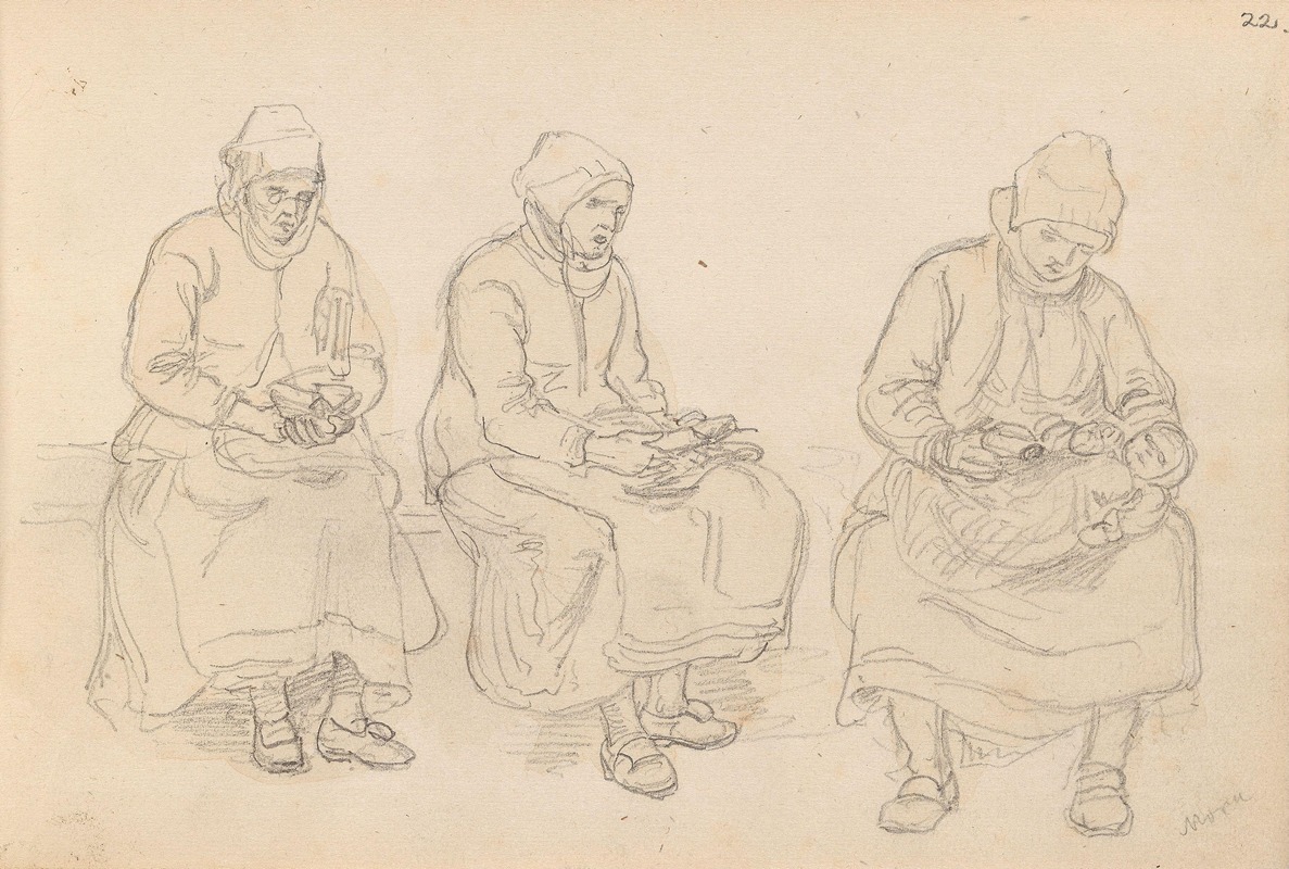 Sittende kvinner, Mora by Adolph Tidemand, 1852 — digital art print download