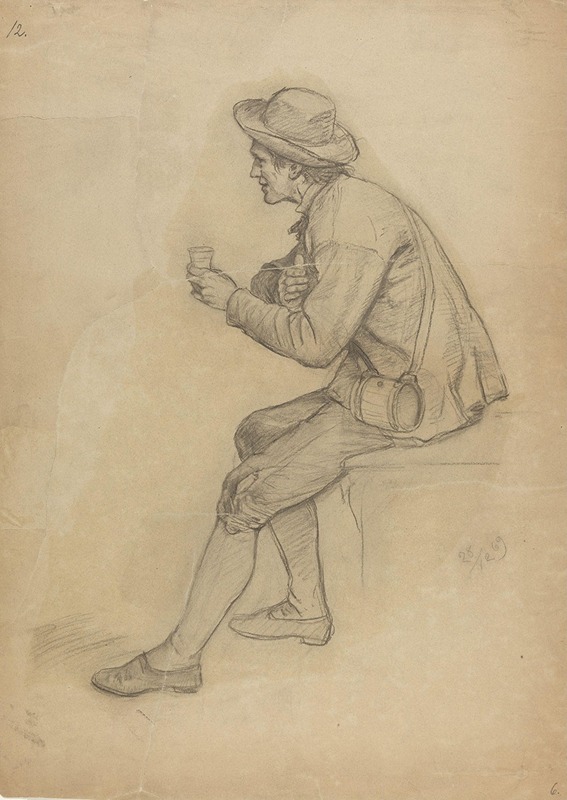 Sittende mann med beger by Адольф Тидеманд, 1869 — digital art print download