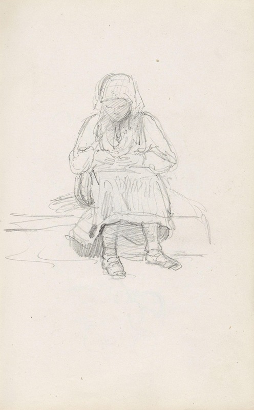 Sitting female figure by Адольф Тидеманд — digital art print download