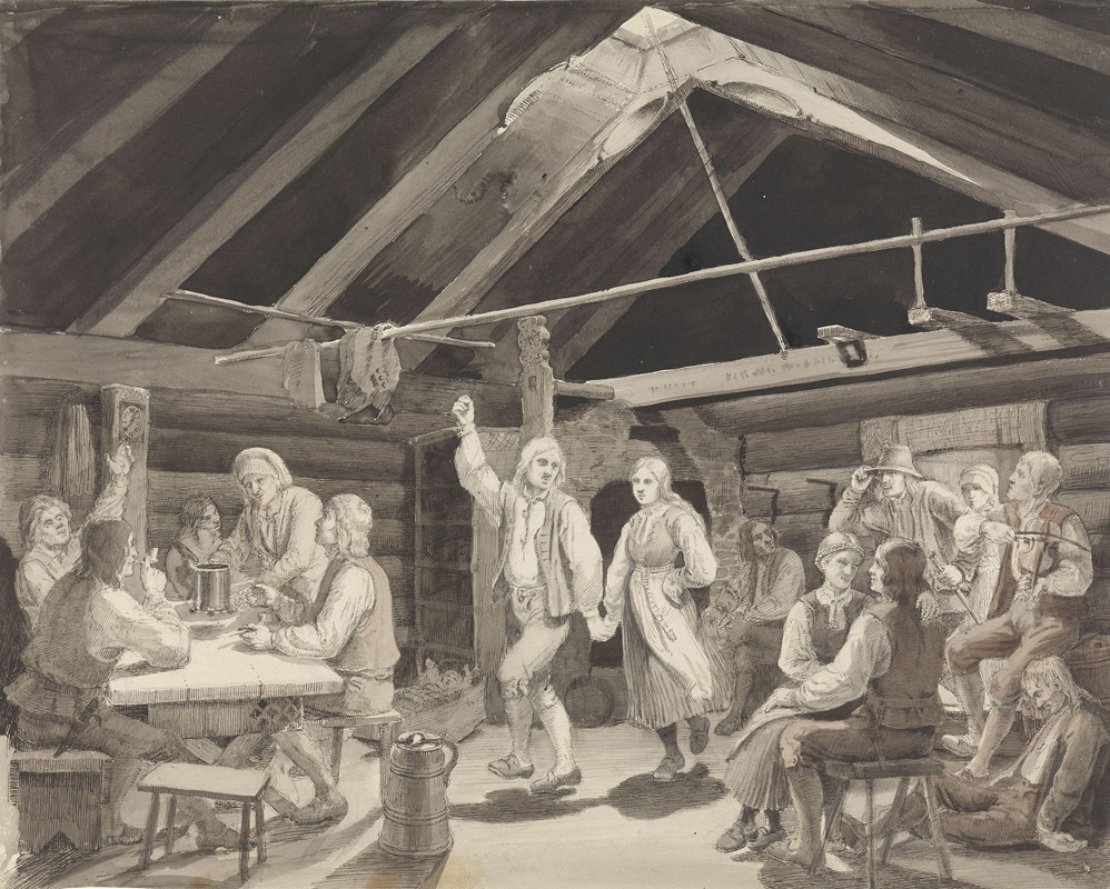 Søndagskveld i en røkstue — Adolph Tidemand