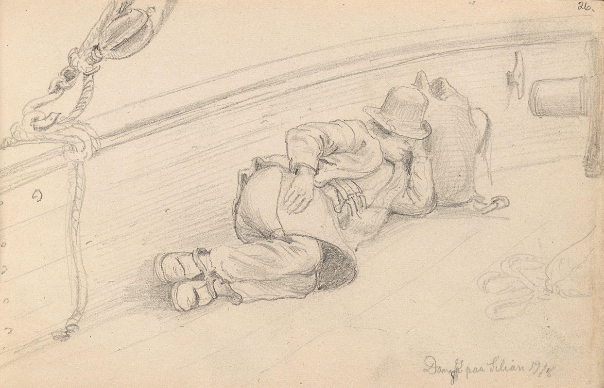 Sovende passasjer på dampskipet på Siljan by Адольф Тидеманд, 1852 — digital art print download