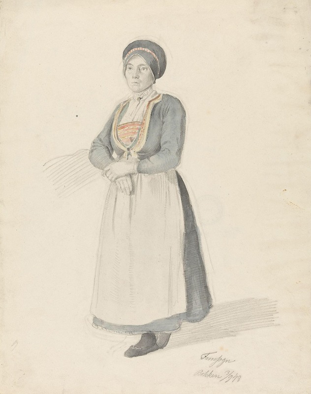 Stående kvinne i bunad by Адольф Тидеманд, 1843 — digital art print download