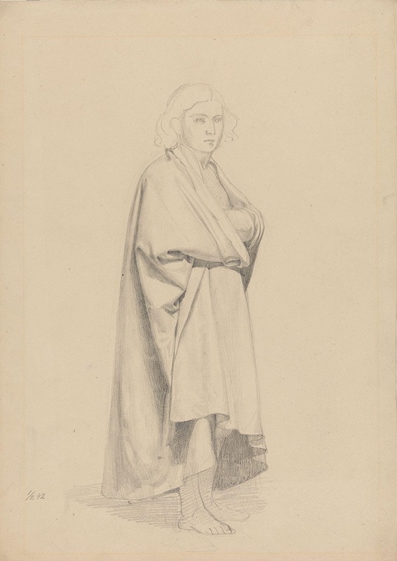 Stående ung mann, draperistudie by Адольф Тидеманд, 1842 — digital art print download
