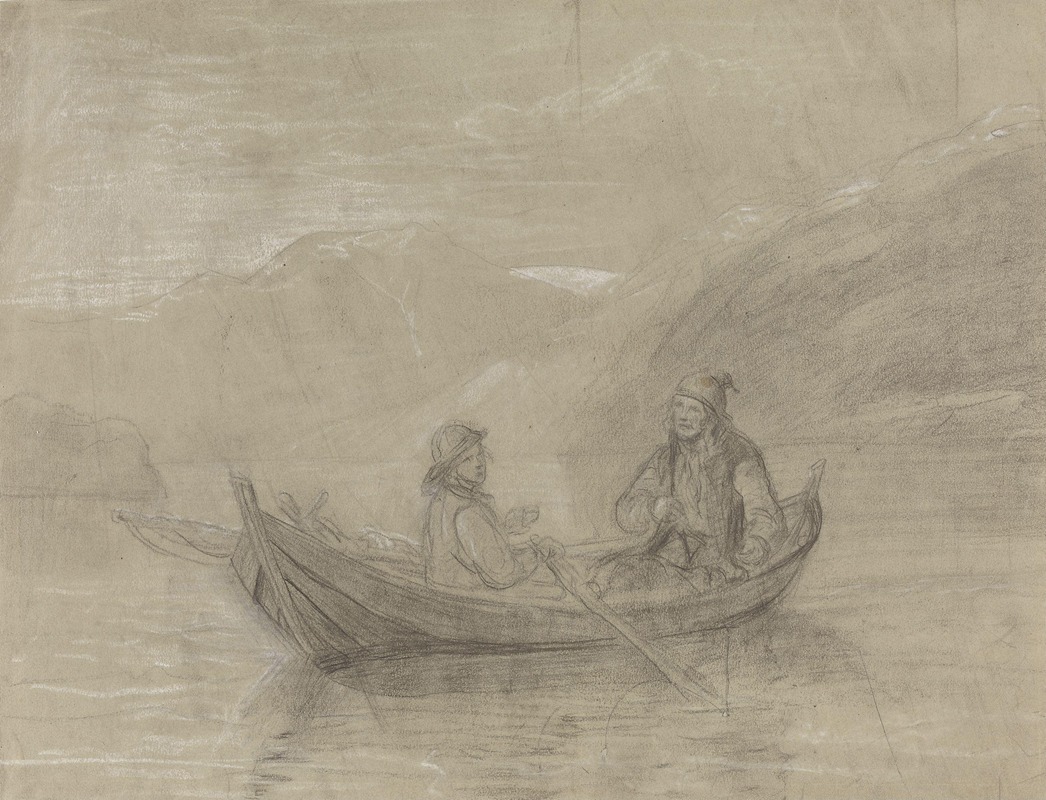 To fiskere i båt — Adolph Tidemand
