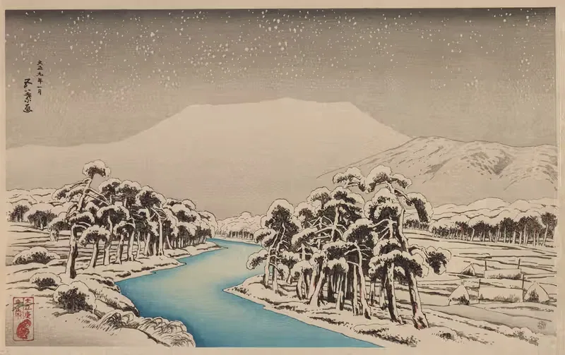 Mount Ibuki in snow by Hashiguchi Goyō, 1920-1921 — digital art print download