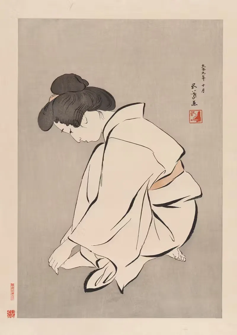 Woman cutting her toenails — Hashiguchi Goyō