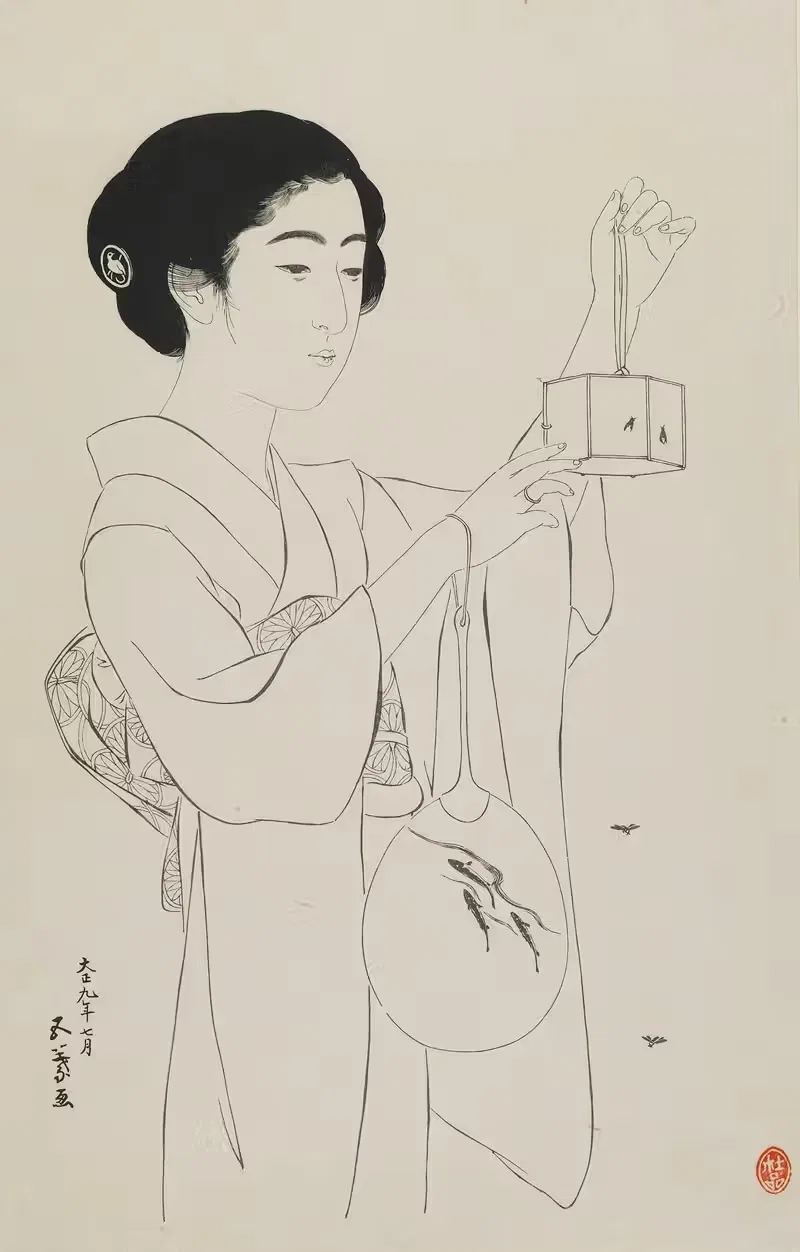 Женщина с клеткой для светлячков by Хасигути Гоё, 1920 — digital art print download