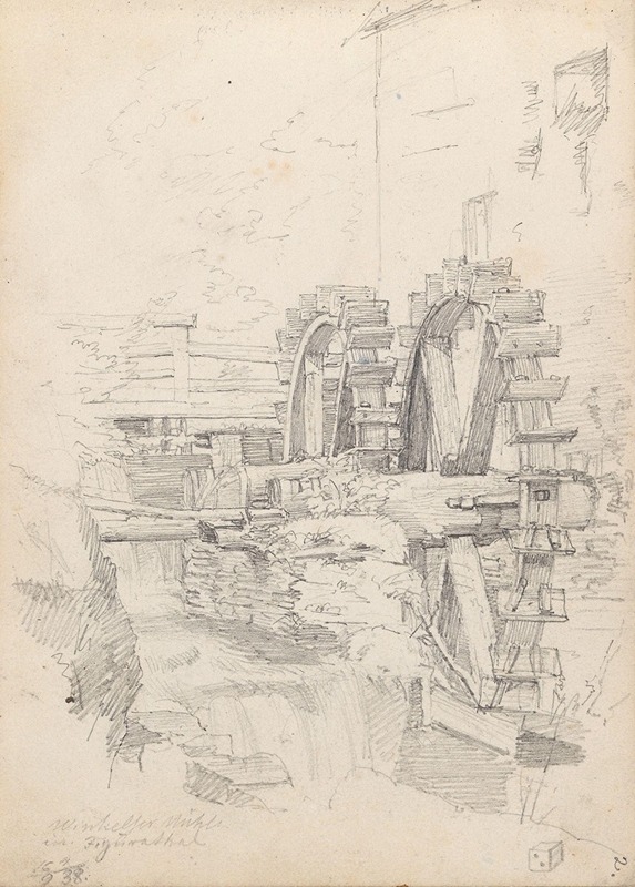 Winkelsmühle ved Düssel by Адольф Тидеманд, 1838 — digital art print download