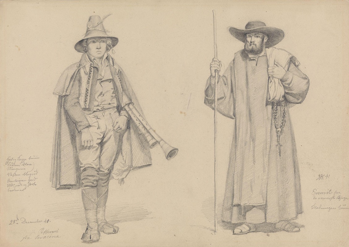 Zampogna-spiller og eremitt by Адольф Тидеманд, 1841 — digital art print download