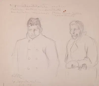Kaksi punakaartilaista vankia by Аксели Галлен-Каллела, 1918 — digital art print download