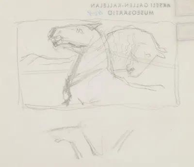 The Great Kalevala, Poem III, sketch. Horses. by Аксели Галлен-Каллела, 1925 — digital art print download