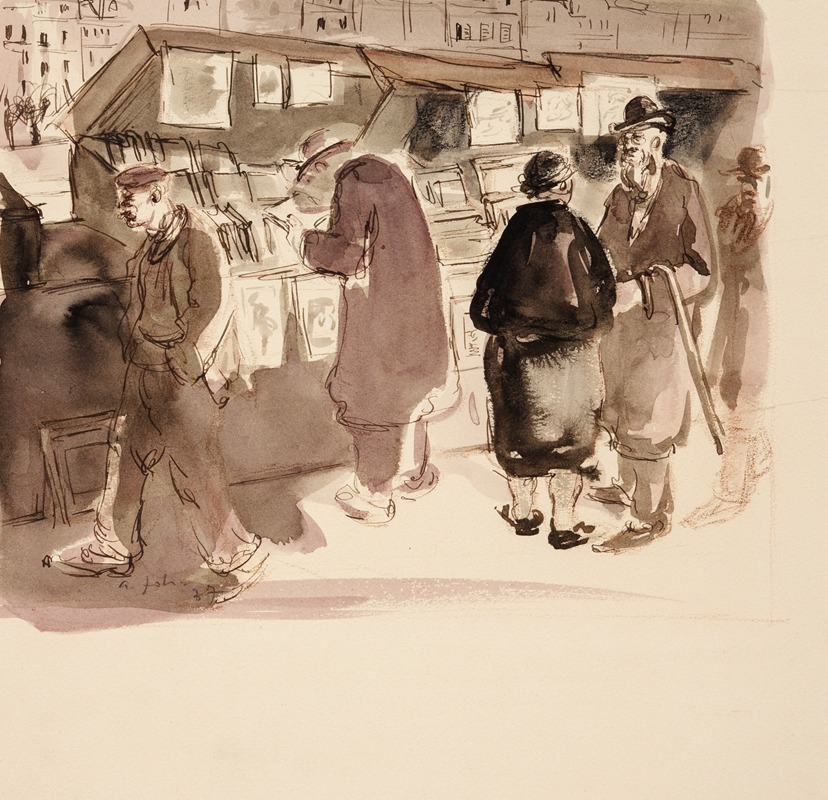Pariisi bukinistide juures by Андрус Йохани, 1937 — digital art print download