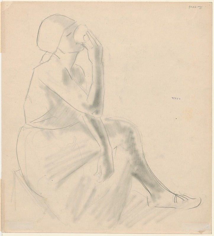 Sitting girl, drinking from a bowl — Арман Рассенфос