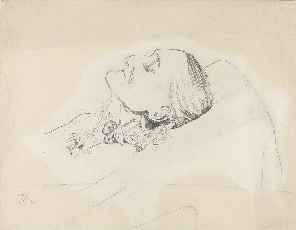 Camilla Collett på dødsleiet — Christian Krohg
