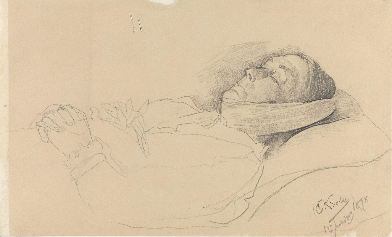 Kvinne på dødsleiet by Кристиан Крох, 1898 — digital art print download