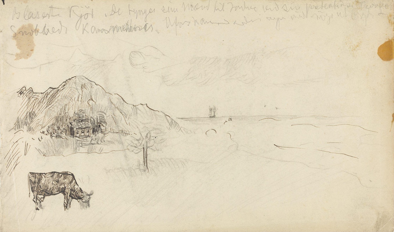 Kystlandskap med beitende ku — Christian Krohg