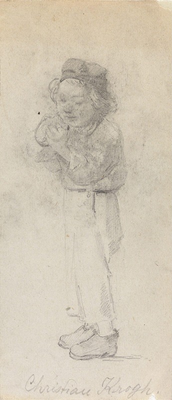 Liten gutt med pakke i hendene — Christian Krohg