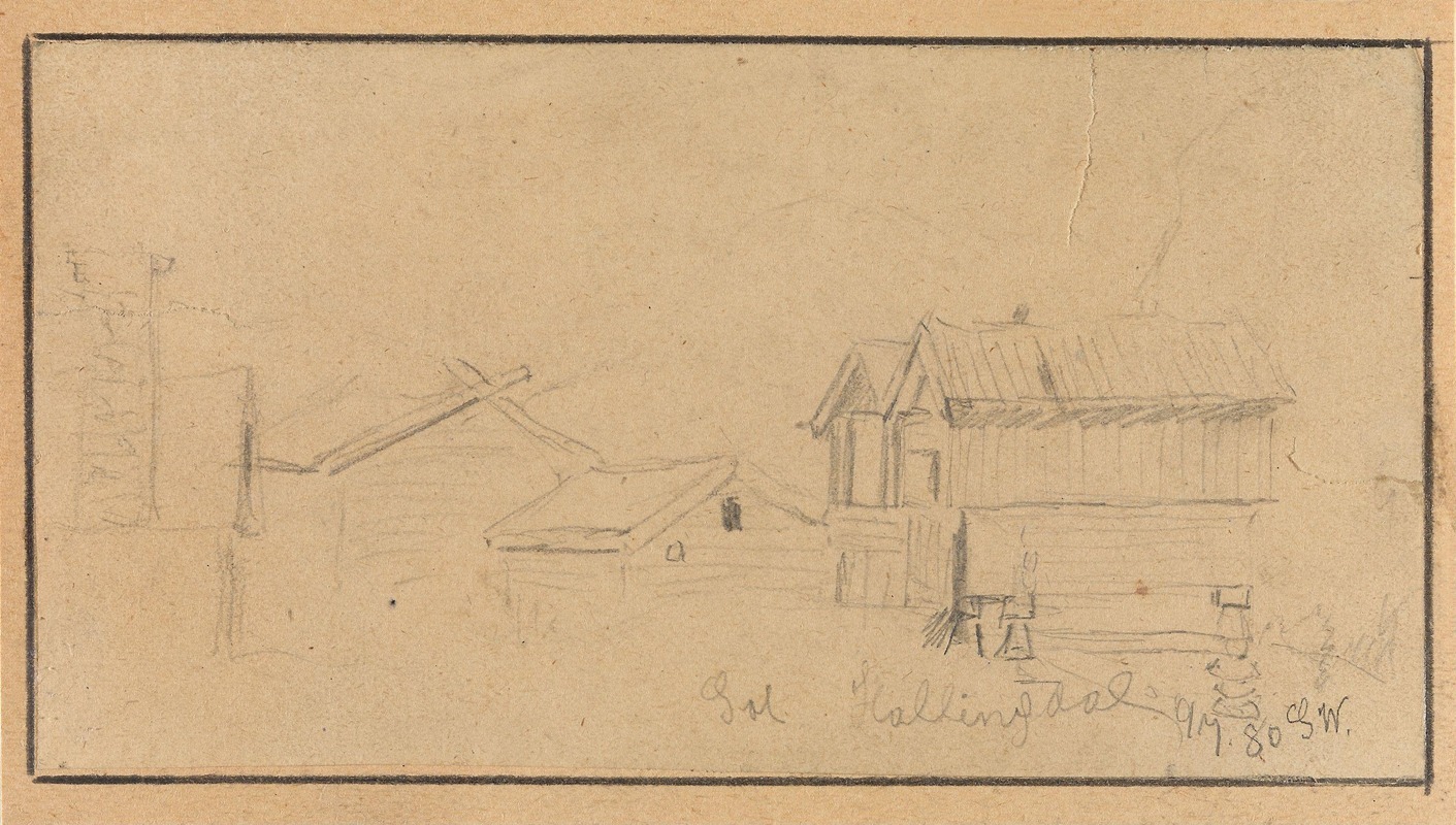 Farm Yard, Gol in Hallingdal by Густав Вентцель, 1880 — digital art print download