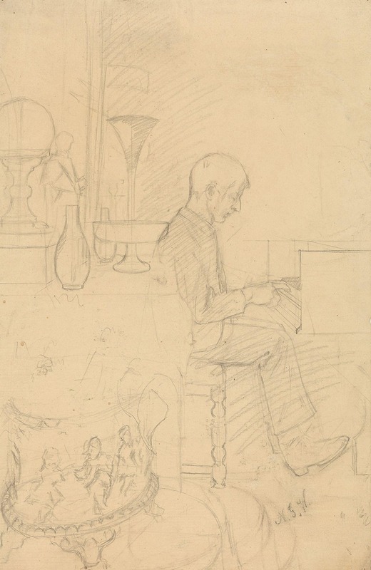 Forarbeid til I musikktimen by Густав Вентцель, 1881 — digital art print download
