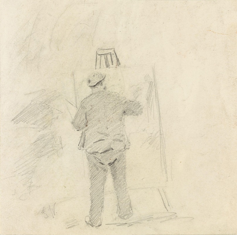 Painter at Easel, probably Frits Thaulow by Густав Вентцель, 1883 — digital art print download