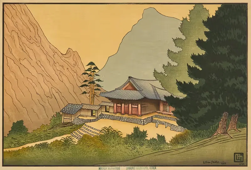 Монастырь Макаен, Алмазные горы, Корея by Лилиан Мэй Миллер, 1928 — digital art print download