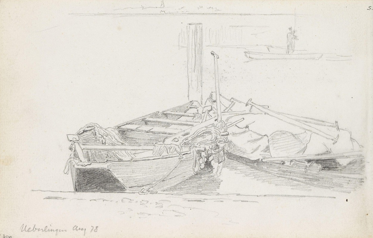 Båt ved stranden, Überlingen by Ханс Гуде, 1878 — digital art print download