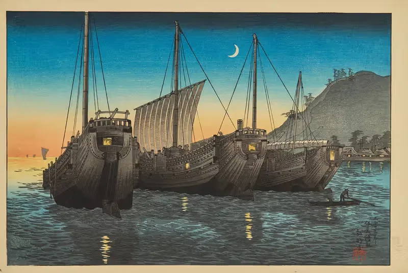 Джунки в заливе Инатори, Идзу by Такахащи Хироаки, 1926 — digital art print download