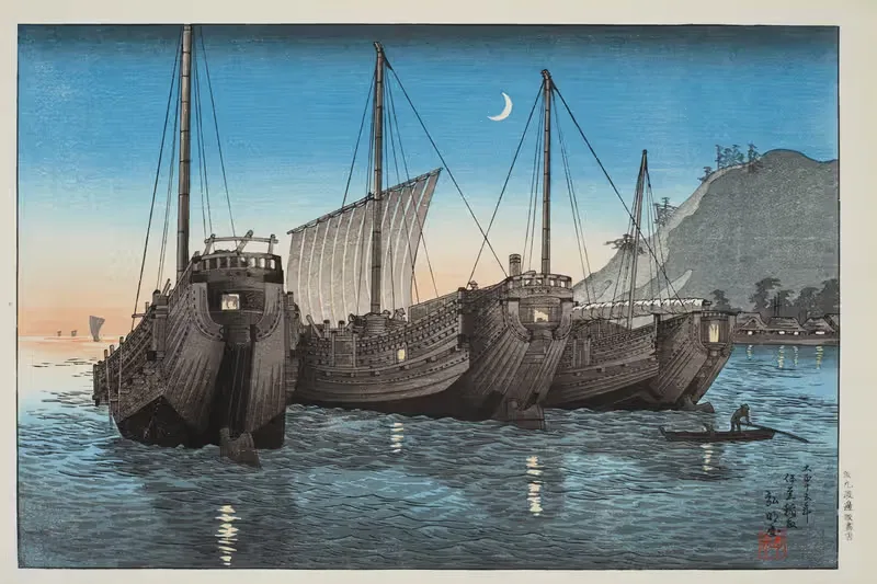 Джонки в заливе Инатори, Идзу by Такахащи Хироаки, 1926 — digital art print download