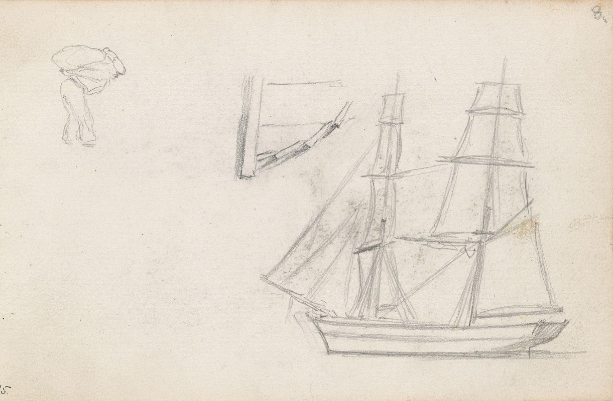 Figurstudie; skip by Hans Gude, 1872 — digital art print download