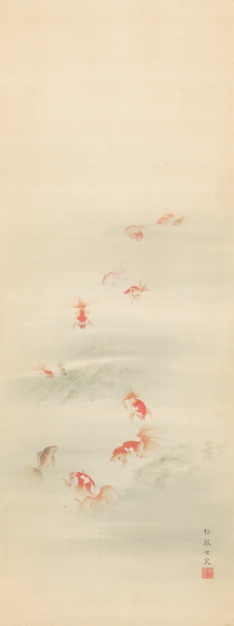 Swimming goldfish by Yokoyama Shokin — digital art print download