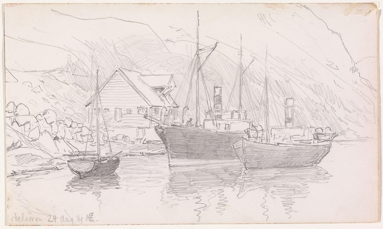 Fra Lærdalsøyri by Ханс Гуде, 1889 — digital art print download