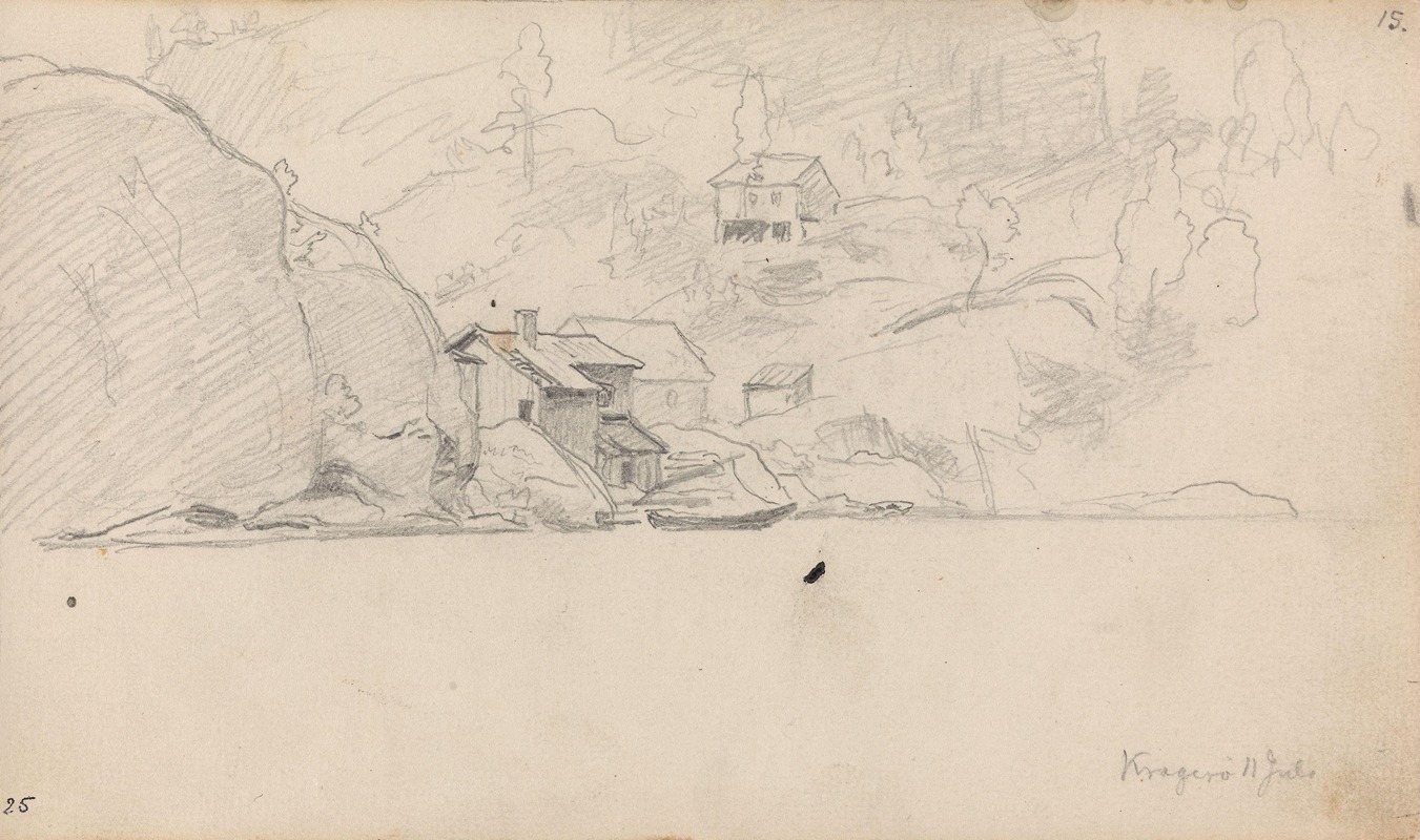 Hus ved kysten, Kragerø by Ханс Гуде, 1862 — digital art print download