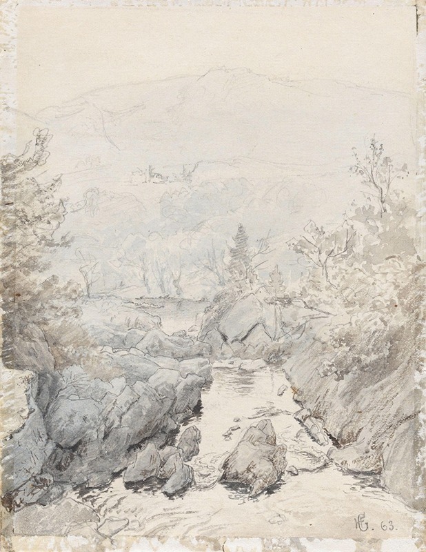 Landskap med elv by Ханс Гуде, 1863 — digital art print download