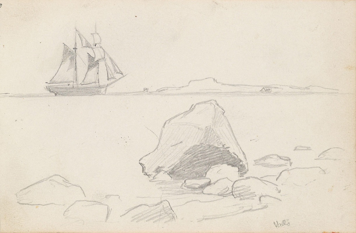 Skip utenfor Valløy by Hans Gude, 1872 — digital art print download
