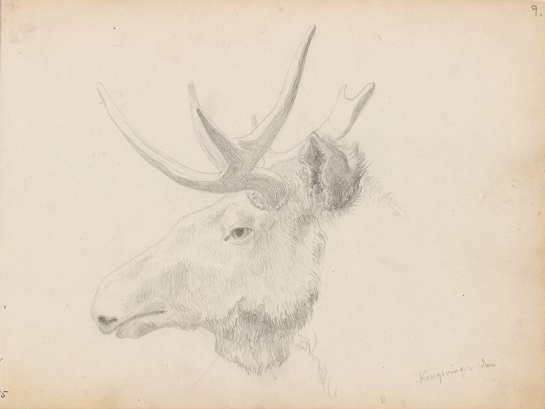 Studie av elghode, Kongsvinger by Ханс Гуде, 1854 — digital art print download