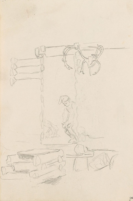 Stueinteriør med mannsfigur by Ханс Гуде, 1873 — digital art print download