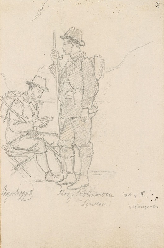 To mannsfigurer, Veblungsnes — Hans Gude