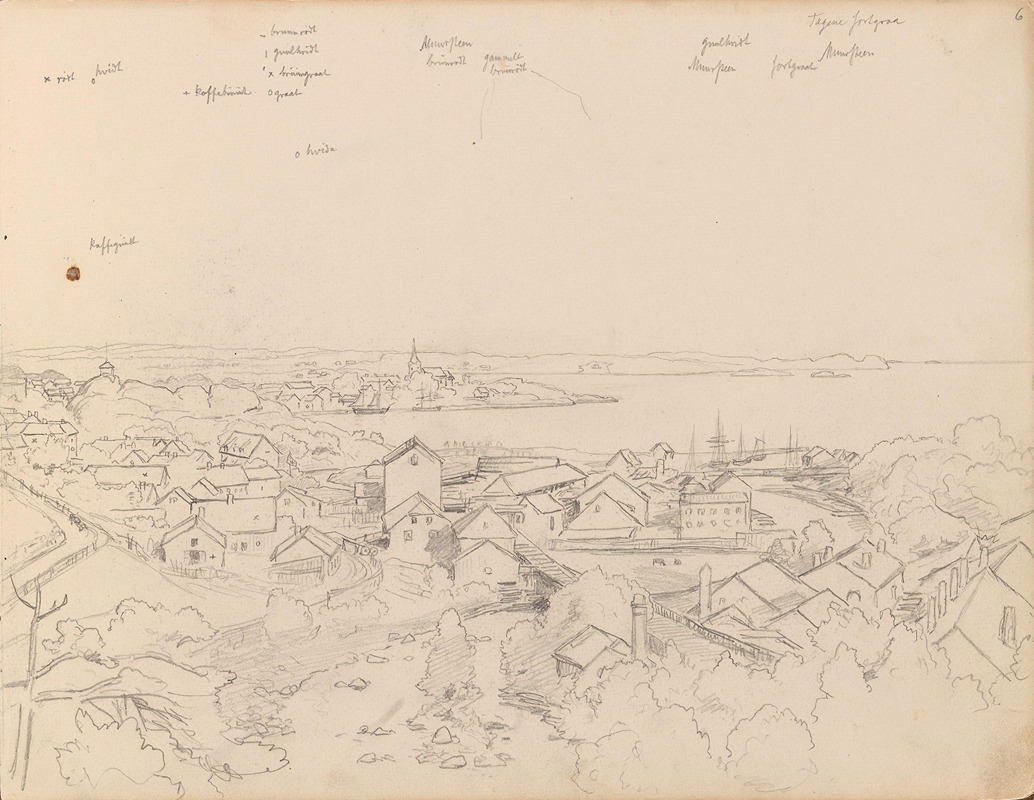 Utsikt over Larvik by Ханс Гуде, 1862 — digital art print download