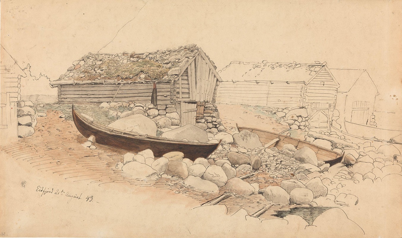 View of Eidsfjord by Ханс Гуде, 1843 — digital art print download