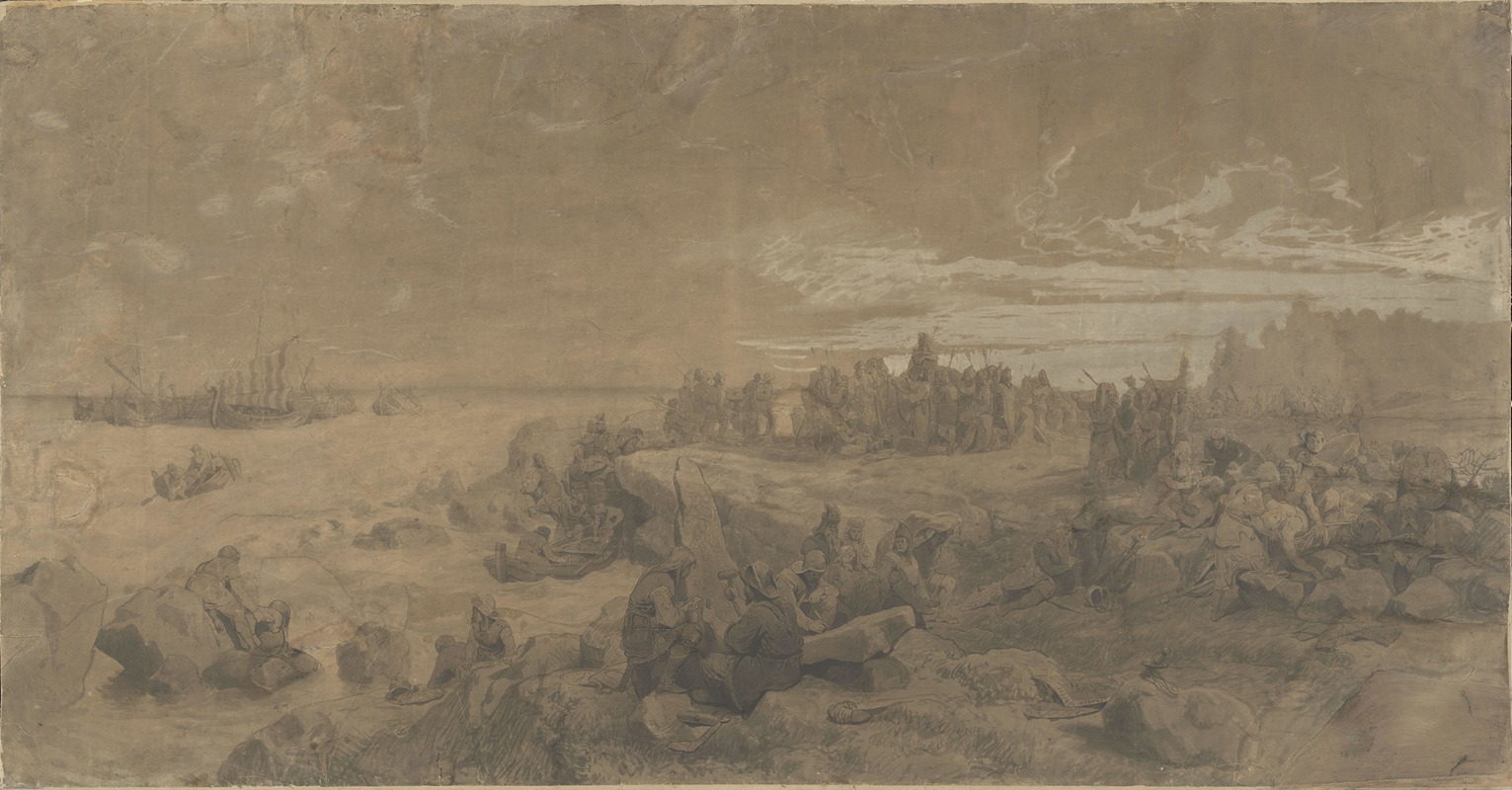 Vikings setting up a Memorial Stone to the Fallen — Ханс Гуде