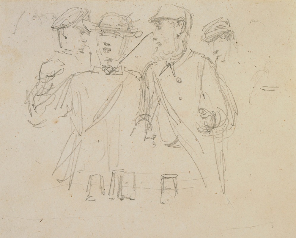 Group of four men by Джеймс Абботт МаКнилл Уистлер, 1858 — digital art print download