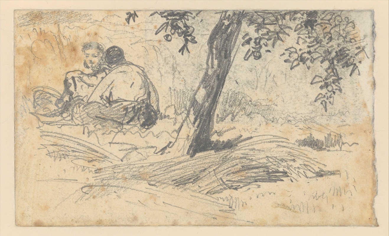 Boy and Girl Seated by Tree — John Singer Sargent
